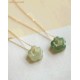 Wholesale Green Hetian Flower Pendant Necklace